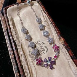 Luxury Top Grade Vancelfe Brand Designer Necklace Fantastic Charming Purple Flower Necklace Zircon Flower High Quality Jeweliry Gift