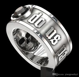 039Till Death Do Us Part039 Stainless Steel Skull Ring Black Diamond Punk Wedding Engagement Jewellery for Men size 6 137164921