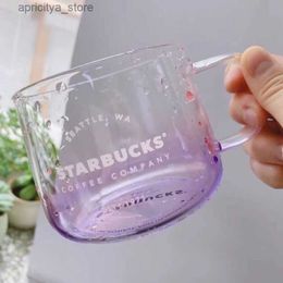 water bottle 14.54oz Glass Mug Gradient Purple Starbucks Coffee Cup Supports Custom L48