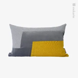 Pillow Model Room Decorative Yellow Gray Stitching Hit Color Sofa Square Bedroom Lumbar Garden