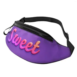 Backpack 3d Sweet Purplr Cute Waist Bag Fanny Pack School Bags For Women Men Young Polyester Casual With Zipper Outdoor Hiking