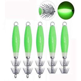 Baits Lures 10Pcs Luminous Green Squid Jig Hook Deep Sea Drop Underwater Jigs Catch Fishing Lure Tackle4147873 Delivery Sports Outdoor Ot59I