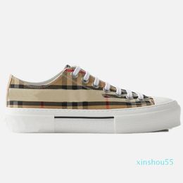 2024 Canvas Sports Shoes Flat Bottomed Low Cut Beige Striped High Sneakers