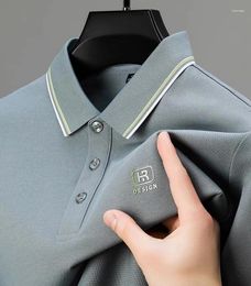 Men's Polos Summer High-end Brand Short Sleeve POLO Shirt Flip Collar Fashionable Gradient Design Printed Top Cool Texture T-shirt