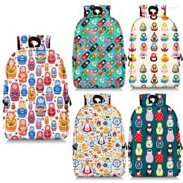 Backpack Cute Russian Matryoshka Dolls Print Boys Girls School Bags Women Rucksack For Travel Large Capability Laptop Bookbags