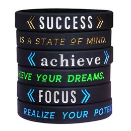 Focus Success Achieve wristband with silicone motivational rubber ring