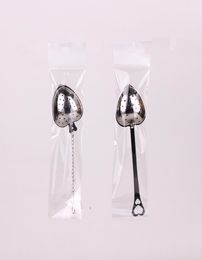 Heart Shape Stainless steel Tea Infuser kitchen tools Strainer Filter Long Handle Spoons Wedding Party Gift Favor with opp retail 9798839