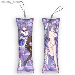 키 체인 끈 4x12cmcute 펜던트 KEQING DAKIMAKURA 미니 애니메이션 겐신 충격 키 체인 양면 프린트 백 장식품 작은 베개 키 체인 Y240417