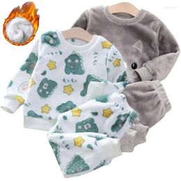 Clothing Sets Baby Girl Set Plush Flannel Cartoon Pullover Sweater Pant Autumn Winter Kids 2Pcs Outfit Boys Tracksuit Casual Suit