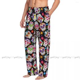 Men's Sleepwear Men Sleep Bottoms Male Lounge Trousers Day Of The Dead Sugar Skull Background Pyjama Pants