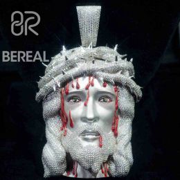 Necklaces Custom Religion Jewellery VVS Moissanite Diamond Christ Jesus Head Pendant and Chain Silver 10K Hip Hop Iced Out Enamel For Men