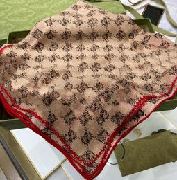 designer letters print cotton silk scarf headband for women light brown square scarve gift 140x140 cm4364242