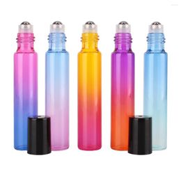 Storage Bottles 1 Piece 10ml Glass Gradient Colour Roll On With Stainless Steel Roller Ball For Essential Oils Travel Cosmetic Container