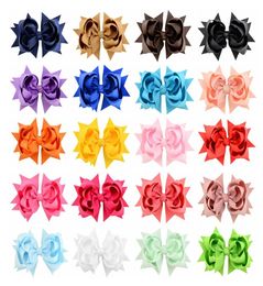 Baby Girls Boutique Hair Bows Accessories Hair Pins Solid Grosgrain Ribbon Bow With Clip Children Kids 3 layers Bowknot accessory 1936709