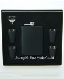 6OZ black flask with 4 pcs 25 ml s glass and funnel set foam inner and Black gift box Your Personalized Logo is also availabl5742600