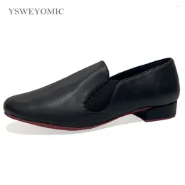 Dance Shoes 38-47 Size Men And Boys Red Outsole Black Leather Soft Indoor Latin Ballroom Man Standard