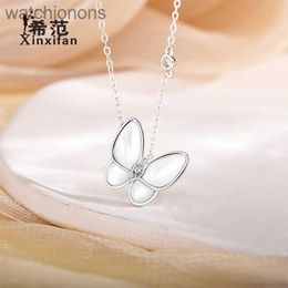 Luxury Top Grade Vancelfe Brand Designer Necklace 925 Silver White Fritillaria Butterfly Necklace Womens Collarbone Chain High Quality Jeweliry Gift