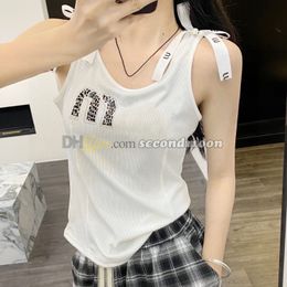 Spring Summer Tanks Top Women Bowknot Strap Vest Sexy Elastic Sport Tops Knitted Gym Tee