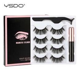 1/3/4 Pcs Natural Long 3D Mink Makeup Soft Magnetic False Eyelashes Eyeliner Tweezers Sets Fake Lashes