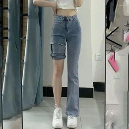 Women's Jeans Xpqbb Korean High Waist Flare Women Summer Thin Wide Leg Denim Pants Female Vintage Street Slim Fit Cowboy Trousers Woman