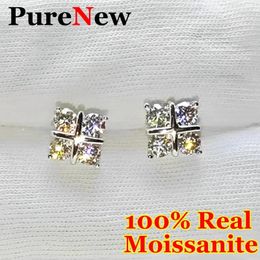 Stud Earrings Pure 925 Sterling Silver Women's Moissanite Diamond Classic Crossed For Women Birthday Gift