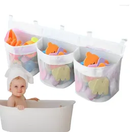 Storage Bags Bath Toys Organiser 3 Compartments Toy Holder With Mesh Design For Bathtub Quick Dry Bag Dishwasher Safe Organising