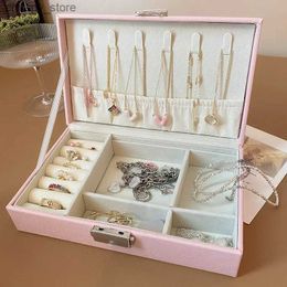 Accessories Packaging Organizers Travel Simple and Portable Jewelry Box High-end Lockable Earrings Dustproof Storage Box Large Capacity Display Box Y240417