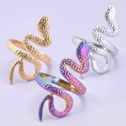 Cluster Rings 5Pcs Fashion Stainless Steel Snake Charms Opening Adjustable Gold Silver Color Jewelry Accessories For Women Man Party