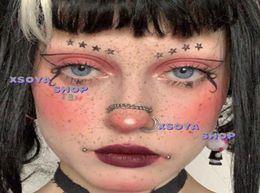 No need to punch holes punk gum back false eyebrow nose lip ear stickers hip hop personality suit1189078