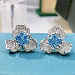 Backs Earrings S925 Silver 7 7mm Radian Luxury Full Diamond Flower Set Earclips Wholesale For Women