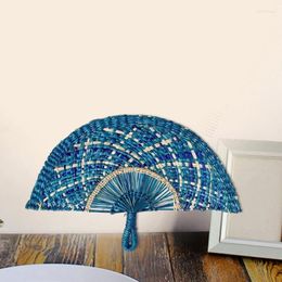 Decorative Figurines Natural Hand Woven Straw Fan For Summer Cooling Wall Display Hamdmade Gift