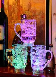 Mugs LED Dragon Cup Glowing Glass Wine Beer Flashing Light Mug Coffee Milk Tea Whisky Bar Travel Gift9221715
