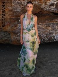 Work Dresses BOOFEENAA Green Print Two Piece Set For Women Maxi Skirt And Top Vacation Outfits Woman 2024 Summer Beach Party C83-CE24