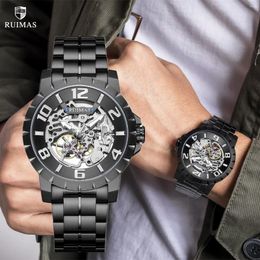 Wristwatches RUIMAS Men Mechanical Watch Luxury Automatic Stainless Steel Bracelet 5ATM Waterproof Clock Relogio Masculino