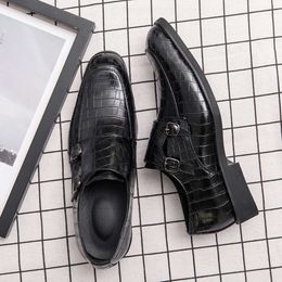 2024 Spring Gentleman Monk High Quality Men Fashion Business Casual Party Classic Double Buckle Dress Leather Shoes