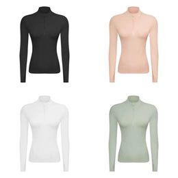 Half L_206 Zip Long Sleeve Yoga Tops Cropped Sweatshirts Slim Fit Stand-Up Neck Shirts