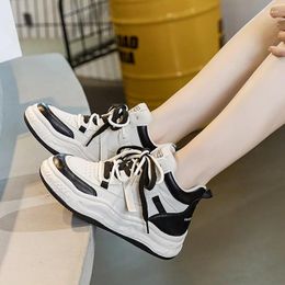 Casual Shoes Krasovki 4cm Women Platform Wedge Ergonomic Woman Firm Autumn Ankle Boots Chunky Sneakers Genuine Leather Spring