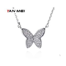 Necklaces Pendant Necklaces Yanmei Butterfly For Women Cubic Zirconia Cute Insect Fashion Vintage Necklace Jewellery Ymd1280 Drop Delivery Pen
