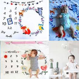 Blankets Cartoon Pattern Infant Baby Milestone Po Props Background Backdrop Cloth Calendar Boy Girl Accessories