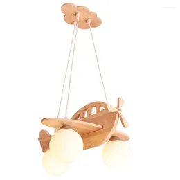 Chandeliers Nordic Solid Wood Restaurant Chandelier Creative Children Room Bedroom Lighting Simple Modern Personality Design Aircraft Light