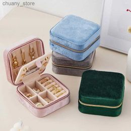 Accessories Packaging Organisers Velvet Jewellery Box with Mirror Travel Portable Necklace Earrings Ring Storage Display Case Jewellery Organiser A Y240423 ZDGV