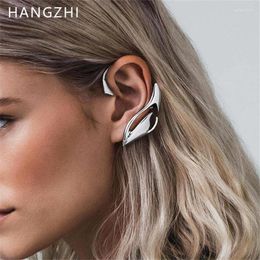 Backs Earrings HANGZHI Irregular Metal Ear Bone Clip Sliver Colour Personality Earhook Punk Hip Hop Earring Y2K Party Jewellery For Women Men