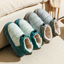 Slippers Autumn And Winter Waterproof Cotton Shoes Plush Warm Couple Elastic Band Non-slip Wear-resistant Men's Indoor Home