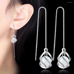 Dangle Earrings Trendy Hollow Round 925 Sterling Silver White Opal Drop Jewelry Wholesale Birthday Gifts For Women Girl