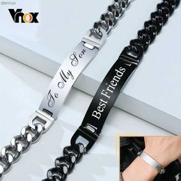 Chain Vnox Free Personalise Names Stainless Steel ID Bracelets for MenCustom Love Gift for Father Husband Son 9/12mm WideL240417