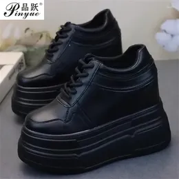 Casual Shoes 8cm 10cm 12cm Suede Genuine Leather Vulcanize Women Platform Wedge Chunky Sneakers Spring Autumn Contoured 34 40