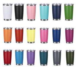 20oz Car cups Stainless Steel Tumblers Cups Vacuum Insulated Travel Mug Metal Water Bottle Beer Coffee Mugs With Lid 18 Colors1705945