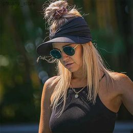 Visors Summer Hat New Cap Women Outdoor Running Mountaineering Absorbent Breathable Sports Headband Empty Top Sun Protection Y240417