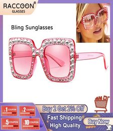 Sunglasses Shining Diamond Women Square Sparkly Crystal Eyewear Flash Rhinestones Sun Glasses Female Bling Mirror Brand Design4375146