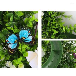 Decorative Flowers R2LD Colourful Butterfly Wreath For Front Door Artificial Spring Farmhouse Outdoor Garden Wedding Decorations